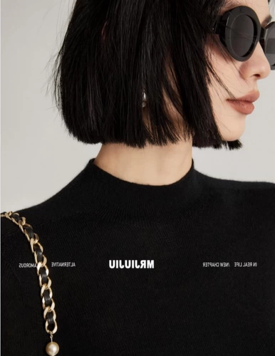 Базовый приятный телу осенний приталенный трикотажный удерживающий тепло свитер, французский стиль, в западном стиле, высокий воротник