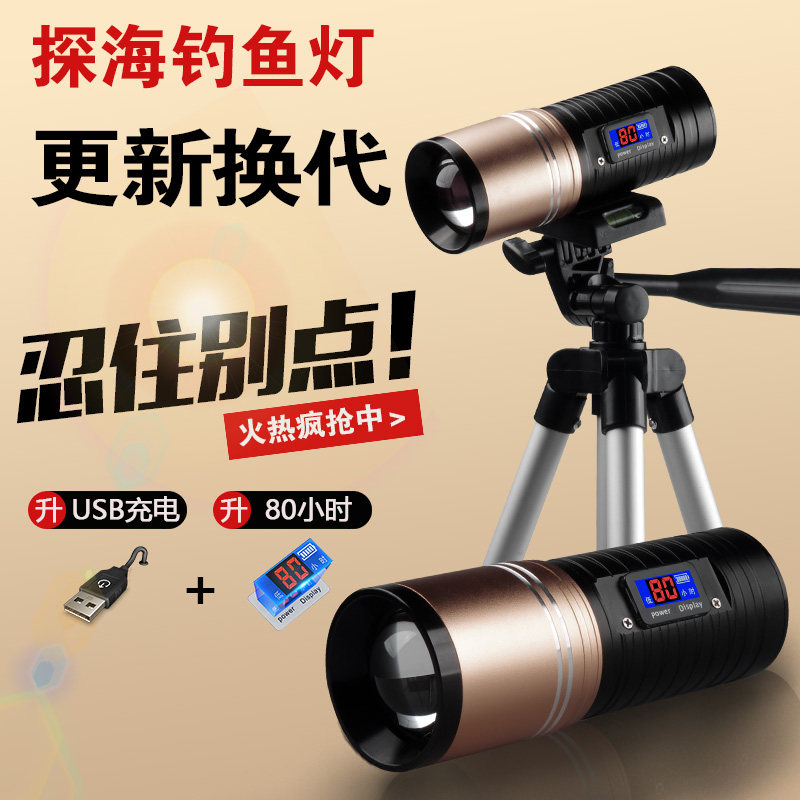 Night fishing light fishing light intense light 1000w super bright four light source blue light purple light xenon lamp rechargeable waterproof bracket