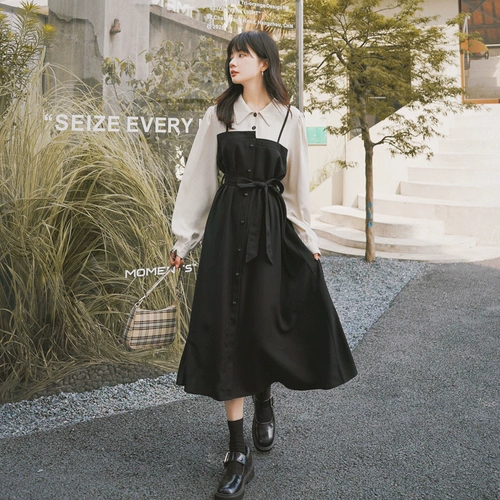 Осенний комплект, дизайнерский лонгслив, приталенный корсет, рубашка, длинная юбка, тренд сезона, французский стиль