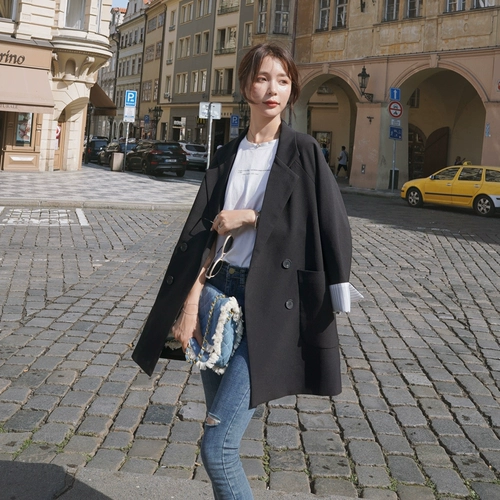 Ретро весенний осенний пиджак классического кроя для отдыха, в корейском стиле, в британском стиле, популярно в интернете