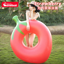 CAMEBUST ice cream floating row floating bed strawberry swimming ring Adult childrens water inflatable water toy