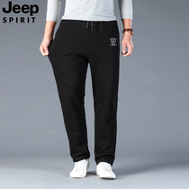 JEEP JEEP spring new sports pants mens large size loose straight cotton long pants close casual pants mens clothing