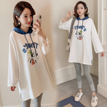 Age-reducing pregnant women spring tops Womens autumn and winter clothes out of the sweater Womens net red Foreign style pregnant womens suit fashion spring and autumn