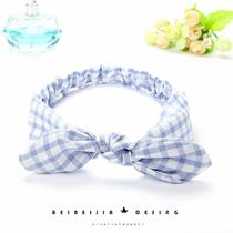 Hair band female Korean cute student Plaid hair hoop fresh and sweet simple headgear head hoop wash rabbit ear hair band