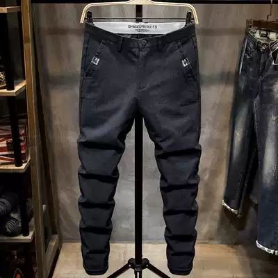 2020 autumn new black casual pants men's slim cigarette tube pants Korean version of the trend all-match men's business trousers