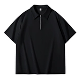Японская цветная летняя хлопковая черная сексуальная футболка polo с молнией