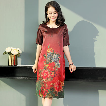 福妃缘重磅真丝桑蚕丝连衣裙女装新款2018夏