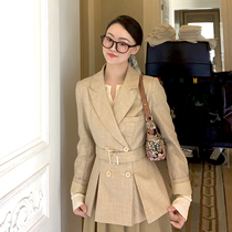 WangHanYan2022 Early spring new design Feeling Small Crowdsourced high-order Gold Line Little Fine Gsuit jacket