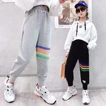Girl Pants Spring Autumn Girls Pants Loose Foreign Air Outside Wearing Korean version Primary school Childrens spring trousers Childrens sports pants