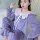 Sky Blue Winter Pyjama Nữ Plus Velvet Dày Ấm Coral Velvet Ren Công chúa Gió Hair Band Bộ đồ hai dây