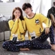 Bộ đồ ngủ cặp đôi cotton tinh khiết nữ in hoạt hình ngọt ngào và dễ thương phiên bản Hàn Quốc 2019 dài tay mới phục vụ tại nhà - Cha mẹ và con
