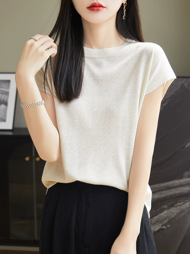 Тонкий трикотажный свитер, летняя короткая цветная футболка с коротким рукавом, оверсайз