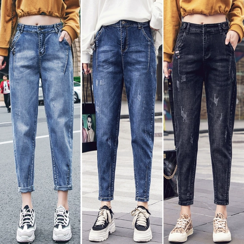 Летние джинсы, штаны, в корейском стиле, по фигуре, высокая талия, свободный крой