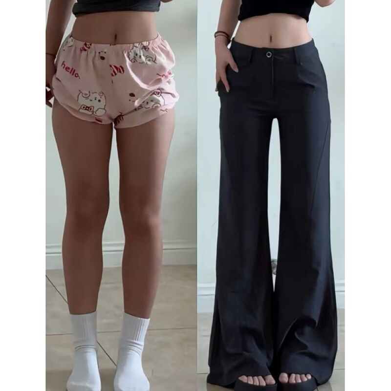 High-Waisted American Retro Style Flared Suit Pants for Tall Women, Loose Fit, Slimming, Drapey Wide-Leg Floor-Length Pants