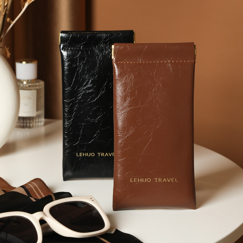 Glasses Storage Bag, Sunglasses Storage Pouch, Pressure-Resistant Portable Automatic Closure Sunglasses Case Protective Cover for Women