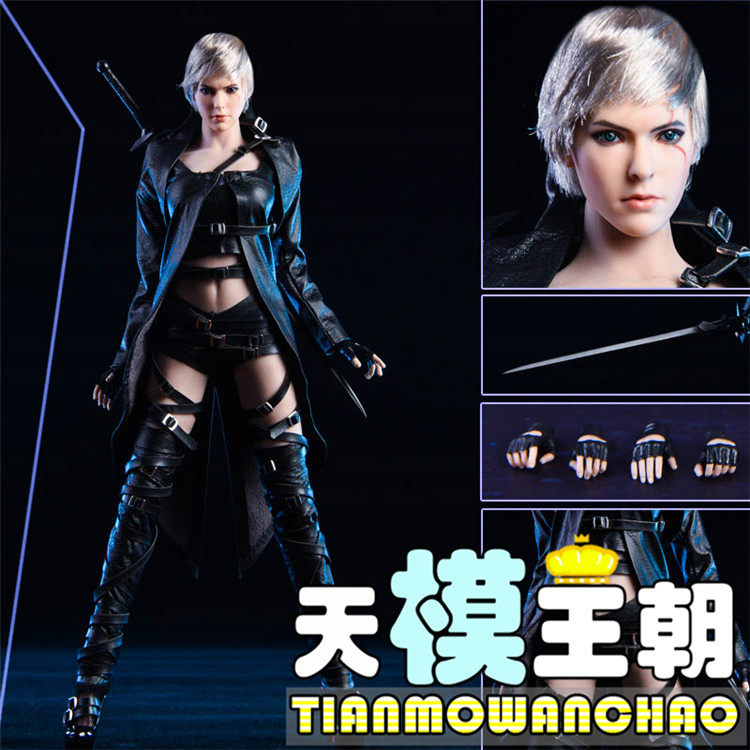 VSTOYS 19XG47 1 6 White wolf assassin killer leather suit with head carving female soldier spot