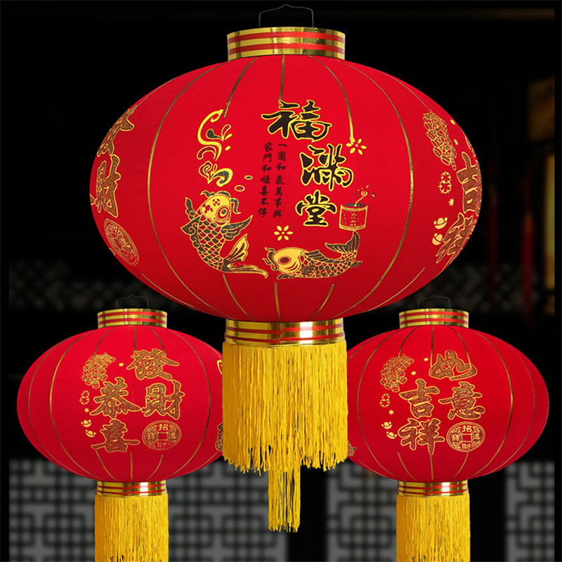 Spring Festival day big red a pair of gate Fuzi Palace lanterns New Year hanging decoration outdoor decoration Chinese style chandelier balcony