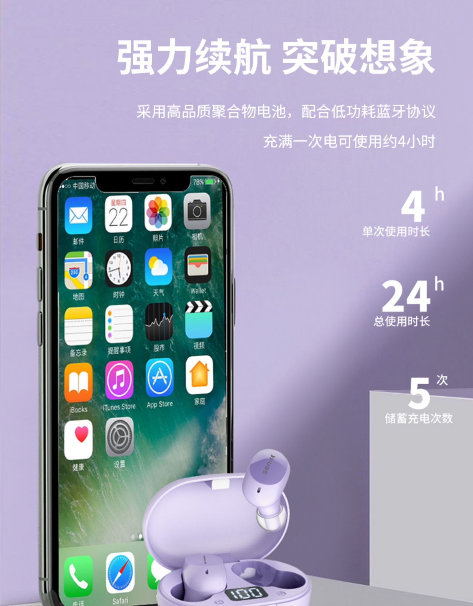 蓝牙V5.0、24小时续航：SENICC 声丽 TinyBuds 蓝牙耳机 44.9元包邮 买手党-买手聚集的地方