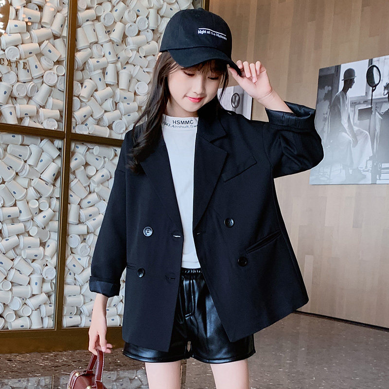Zhongsi girls little suit 2023 new Korean version of fashionable black suit net infrared coat of the spring and autumn coat