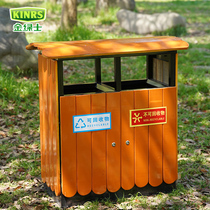 Outdoor Trash Can Steel Wood Trash Can bin Classification dustbin sanitation dustbin Large size chalet