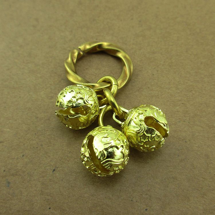 Brass Bells Đồng nguyên chất Móc khóa Eo Mặt dây chuyền Vòng đeo tay ác Vòng chân nhỏ Chuông nhỏ DIY Mặt dây chuyền Mặt dây chuyền - Vòng chân lắc chân nữ handmade