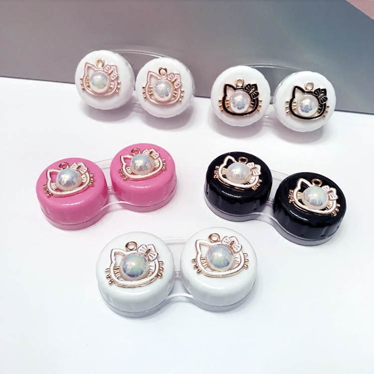 Cute personality beauty double box myopia contact lens companion box color contact lens box color leak-proof glasses care box