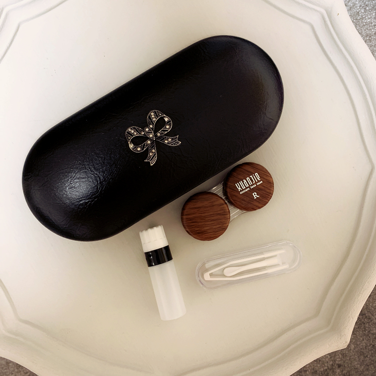 Retro Diamond Bow (Double Deck)double-deck Dual purpose frame glasses case invisible Duplex box grain Anti pressure Portable ins Dual purpose Meitong box storage box