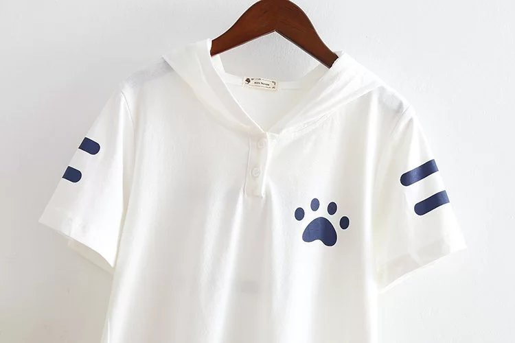 Anime xung quanh ngắn tay t-shirt mèo sân sau Nhật Bản mềm chị dễ thương hai nhân dân tệ quần áo mùa hè nữ phim hoạt hình sinh viên hình dán one piece