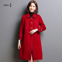 2020 autumn and winter new double-sided wool coat female slim mid-length high-end doll collar 100% cashmere coat