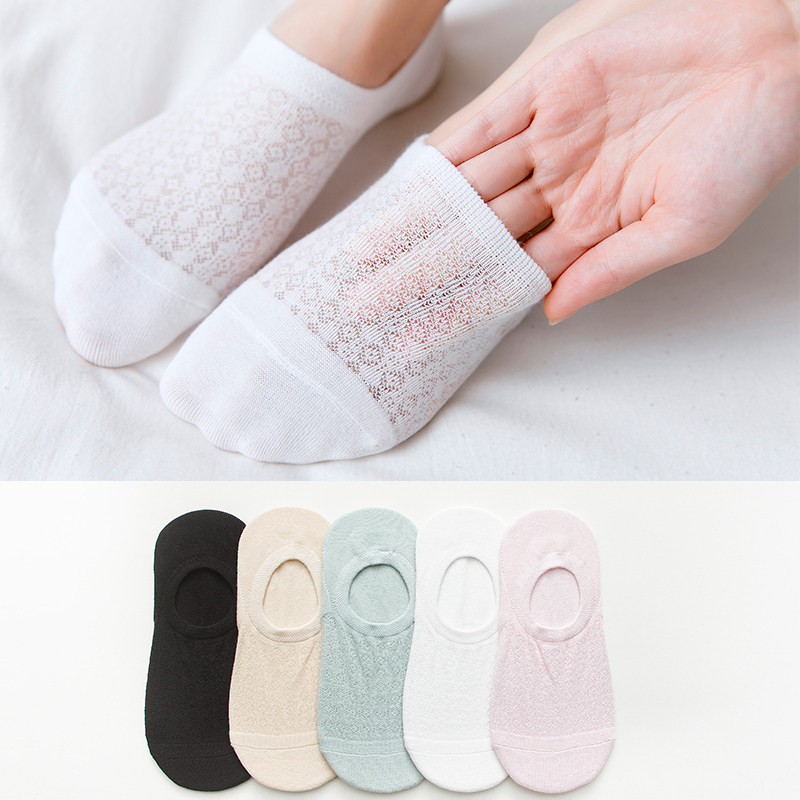 Invisible Socks Lady Light Mouth Socks Summer Short Socks Slim socks Invisible socks with silicone rubber anti-slip mesh cotton socks Women's spring and autumn