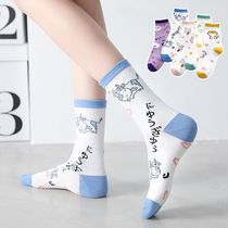 Socks female stockings autumn thin ins tide cute Japanese summer stockings cotton long spring and autumn cartoon cotton socks