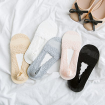 Lace socks Boat socks womens silicone non-slip socks thin transparent socks Summer socks womens low-top shallow invisible socks