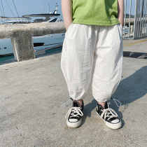 Slightly childrens clothing boy anti mosquito pants summer ankle-length pants thin 2021 new foreign style casual pants childrens summer tide