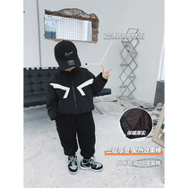  Slightly childrens clothing boys  jacket plus velvet autumn and winter 2020 new Korean childrens padded jacket baby cotton clothes foreign trend