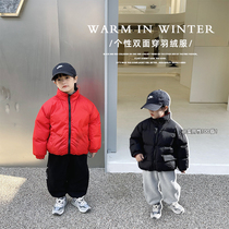 Slightly fairyboy clothes boy down clothes double face wearing winter white duck suede foreign air baby children red coat warm wave