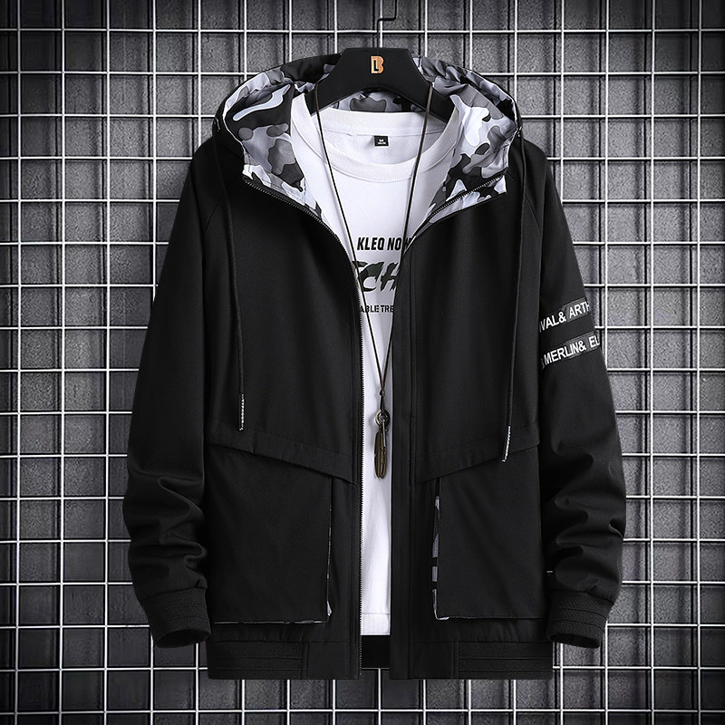 Autumn coat men's workwear teen trend handsome plus fattening plus size pants fat boy student jacket male spring and autumn