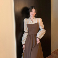 Tea break French niche Hepburn style gentle temperament dress 2021 early spring new cold style women's high-end sense