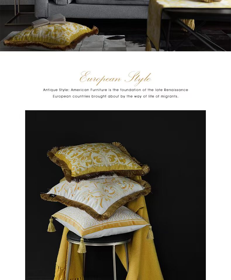 Fanju thái độ gối Mỹ đệm châu Âu retro đầu giường sofa phòng khách tùy chỉnh tua gối gối - Trở lại đệm / Bolsters gối đệm ghế