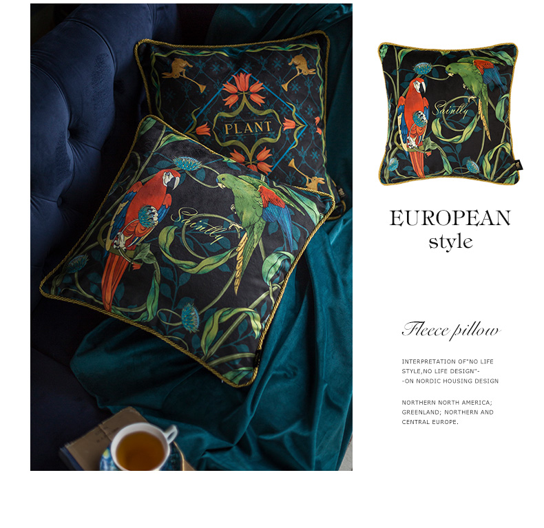 Fanju thái độ Gối Mỹ Âu ánh sáng sang trọng retro vẹt sang trọng sofa đệm tựa lưng giường - Trở lại đệm / Bolsters gối tựa lưng ô tô cao su non