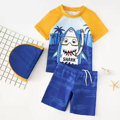 2021 new children's swimsuit boy middle child swimming set two piece cartoon baby hot spring swimsuit men's treasure