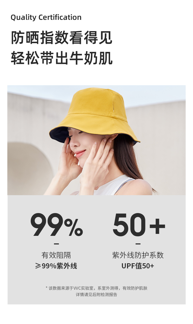 韩国VVC 2020新款 6层防护 UPF 2000+防晒 遮阳帽 双面渔夫帽 图11