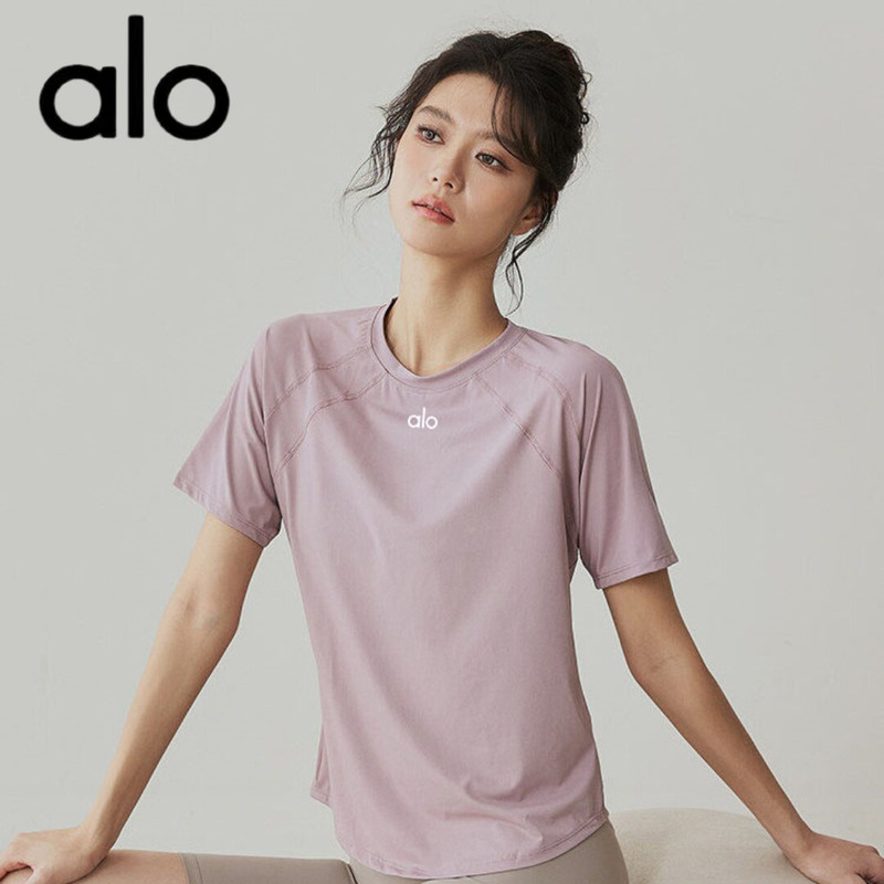 Aio Loose Quick-Drying Sports Top for Women, New Short-Sleeved T-Shirt, Yoga Wear, Breathable Running Slimming Fitness Wear for Summer