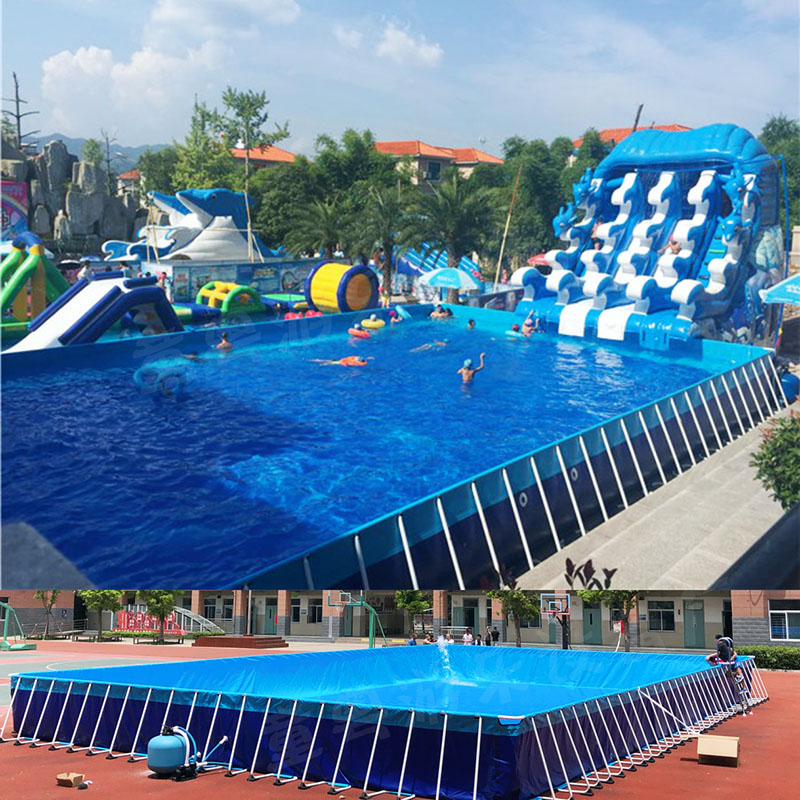 Large Bracket Pool Sewage Treatment Engineering Cistern Mobile Swimming Pool Inflatable Water Park Trespass Slide