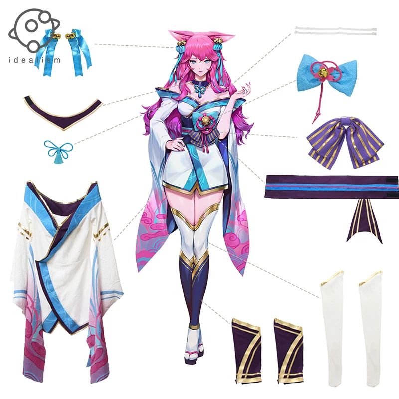 Идеальная COS-одежда League of Legends LOL Aju soul Lian Hua Cos одежда девятихвостая лиса демона COSPLAY для женщины