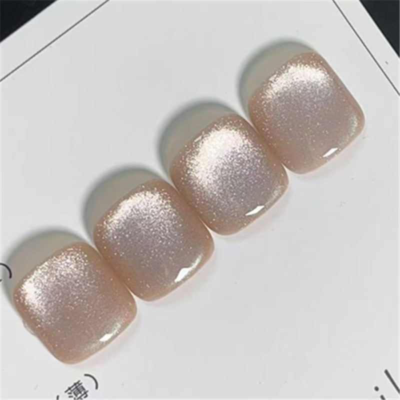 Handmade Nude Cat-Eye Toenail Stickers, Phototherapy Nail Patches, Large Toenail Patches, Toenail Manicure Patches, 4 Pieces