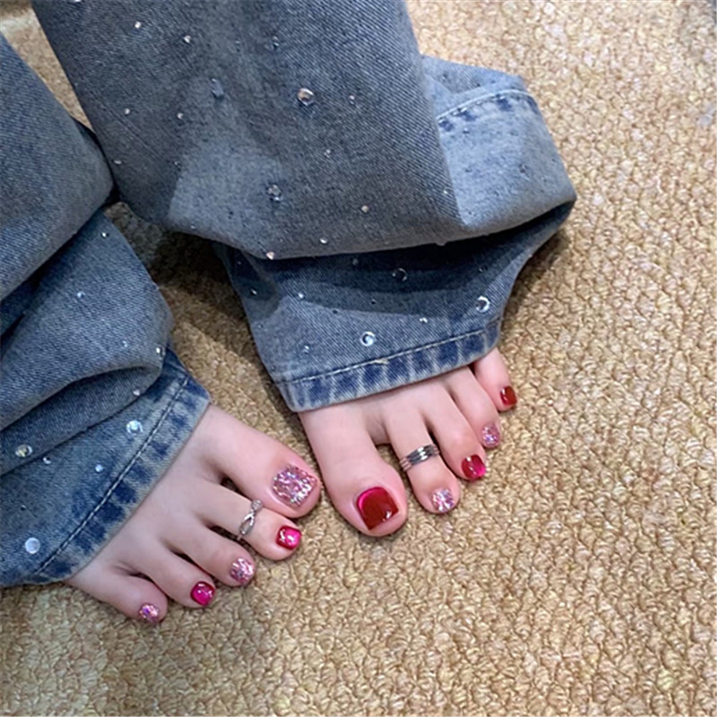 Cat-Eye Wearable Nail Polish for Toenails, Whitening and High-End Feel, Finished Product with Sparkling Wildberry, Spicy Girl Toenail Stickers, 2026 New Model