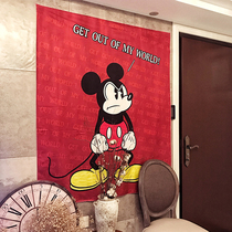 Foreign trade export Mickey Mickey cute cartoon bedroom hanging cloth tide brand Mickey Mouse large dormitory background cloth