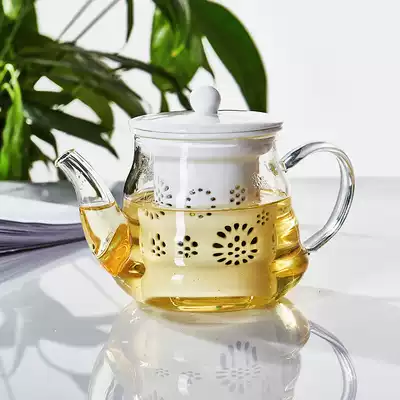 Creative high temperature resistant glass removable and washable health cooking teapot thickened transparent hollow ceramic filter liner teapot
