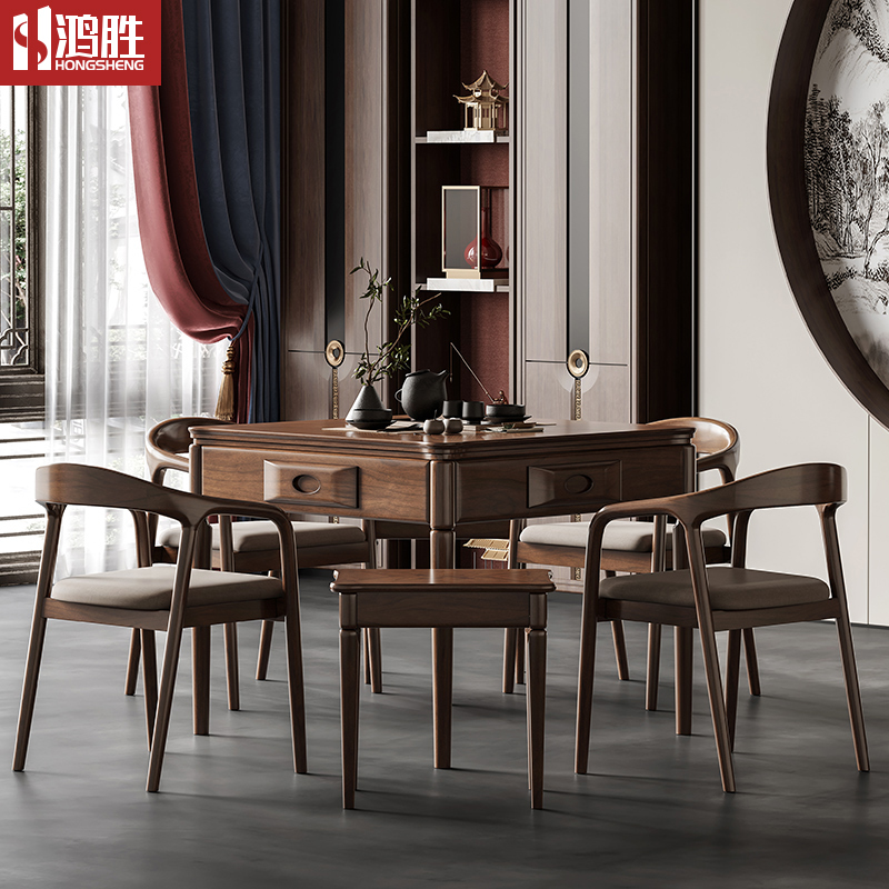 High-end mahjong machine fully automatic home multifunction tea table New Chinese solid wood machine mahjong table dining table dual-use one-Taobao