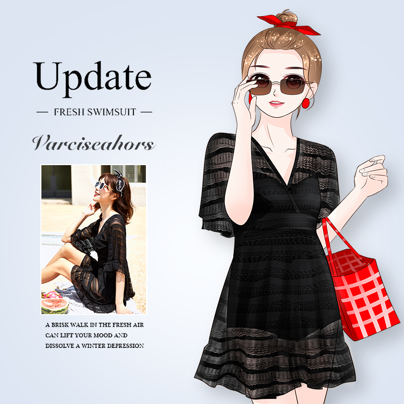 Swimsuit women's bubble hot springs autumn and winter days covered with slim size Fat mm Chater 2023 new slightly fat girl swimsuit-Taobao